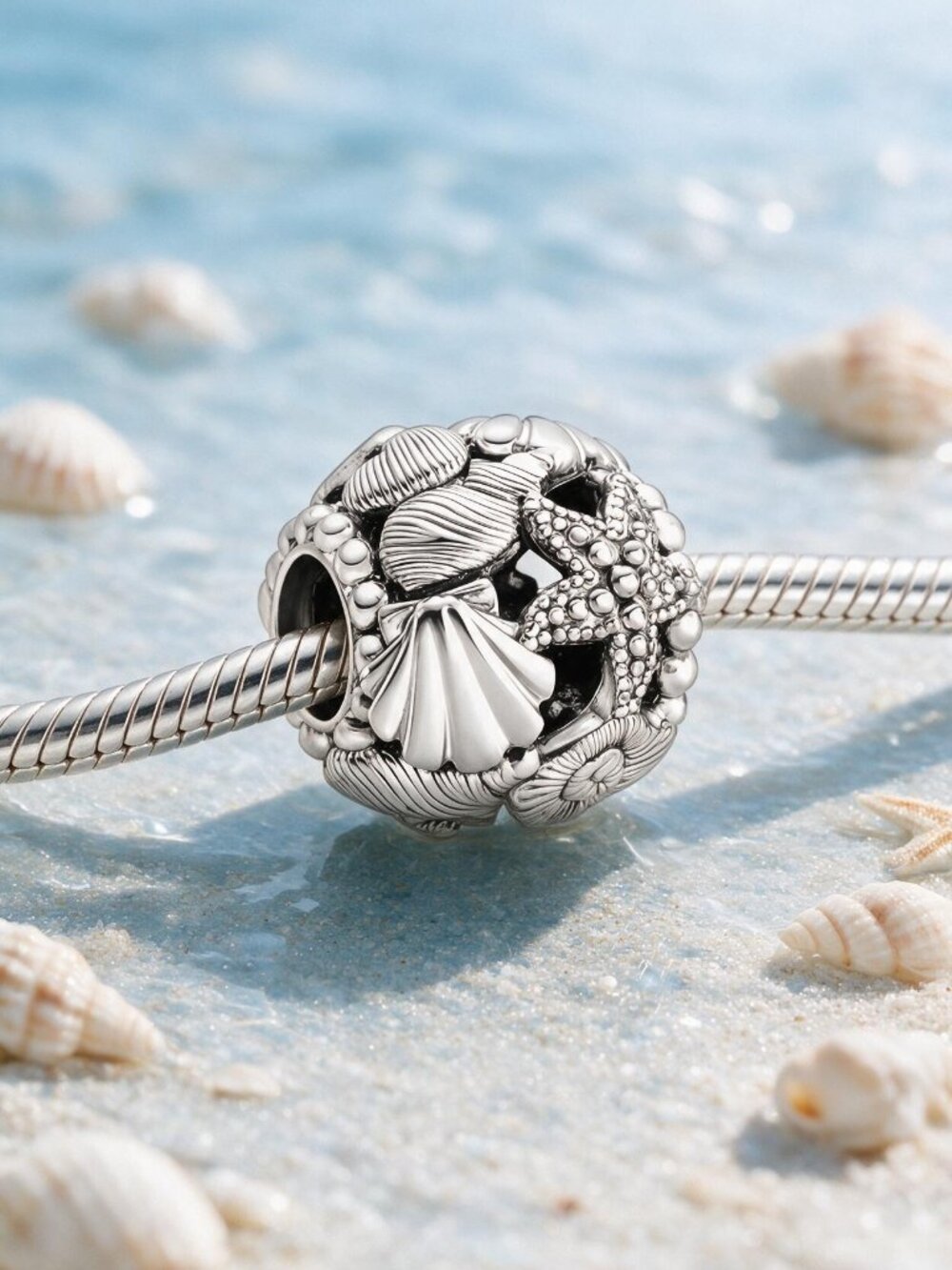 Openwork Starfish & Shells Charm